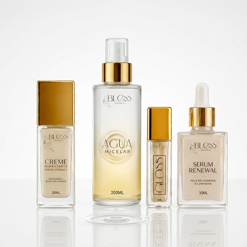 Kit Regeneração Intensa - Água Micelar - Sérum Renewal - Creme Hidratante - Gloss Labial